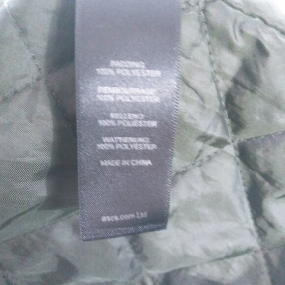 Asos Army Green Utility Jacket Quilted Liner Sherpa lined Hood Size 2 - Picture 12 of 13